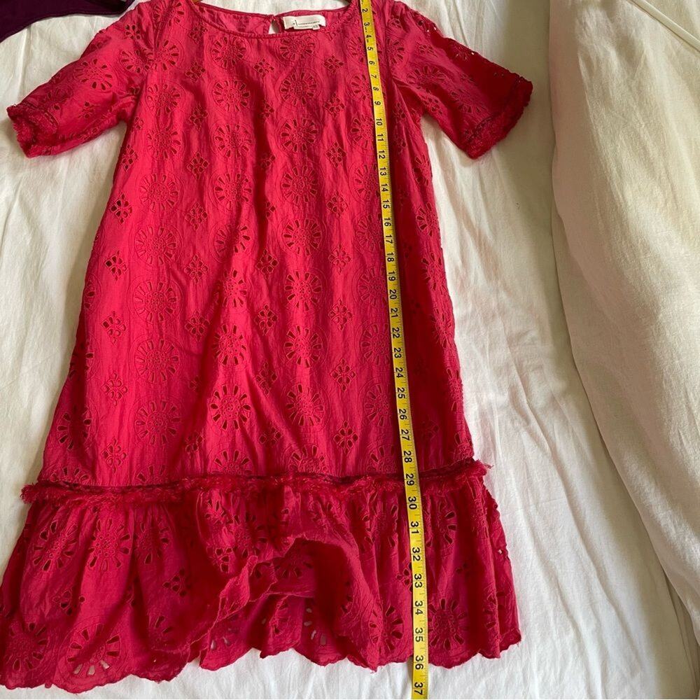 Anthropologie Pink Short Sleeve Dani Lace Eyelet Tunic Dress, Size 6 - Picture 6 of 15